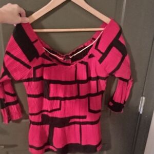 Red and Black Patterned Off Shoulders Top